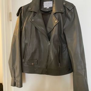 REAL GREY LEATHER JACKET LUCKY BRAND NEVER WORN